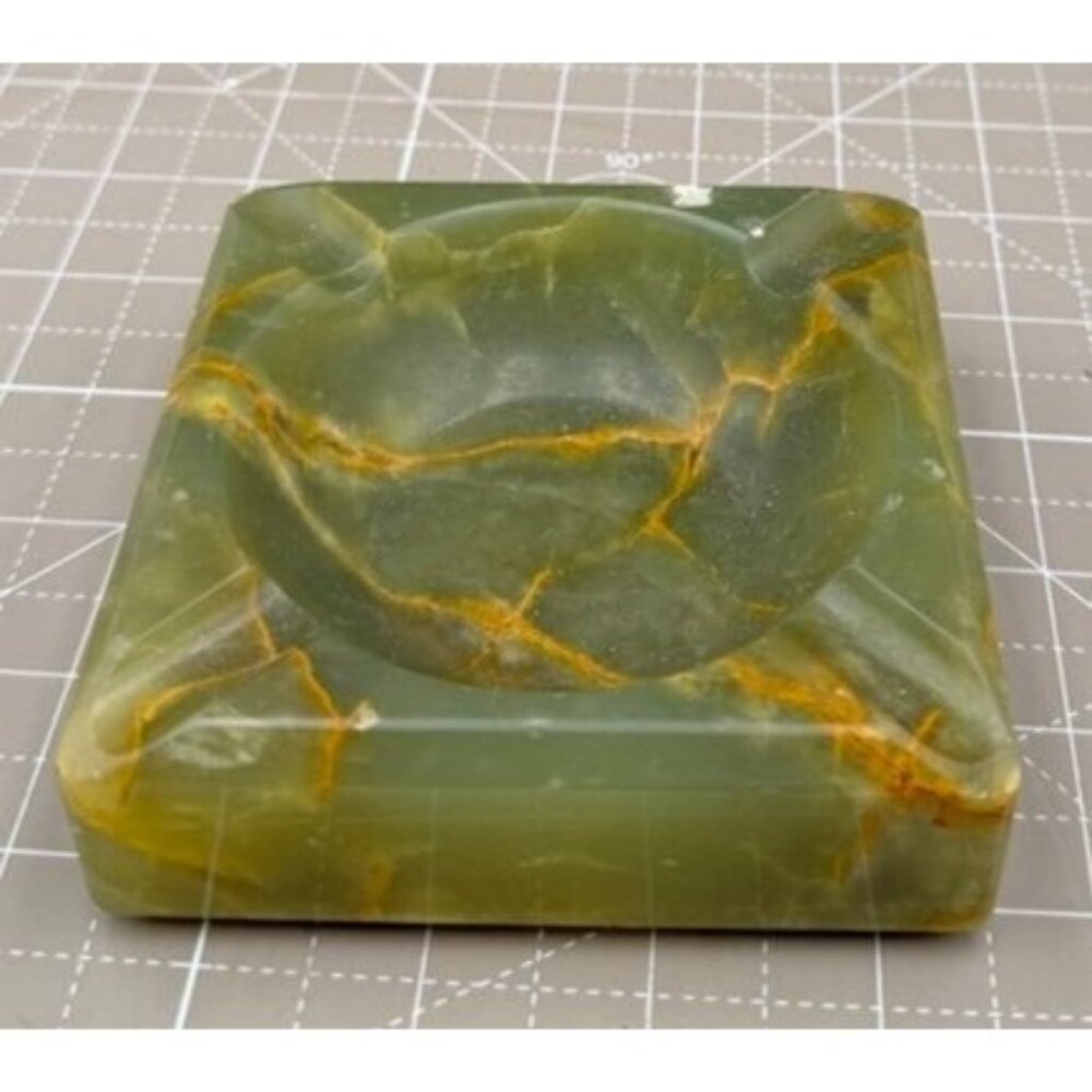 MCM Green Onyx Square Ashtray from Brazil READ